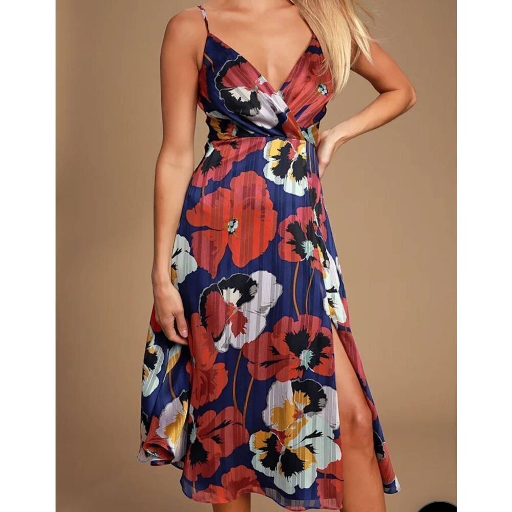 NWT Lulus Dress Women's XS 0 Floral Print All About Love Sleeveless Midi